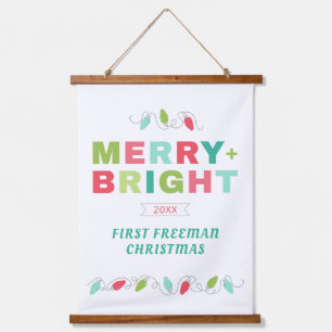 First Christmas Merry + Bright Wall Banner Hanging Tapestry