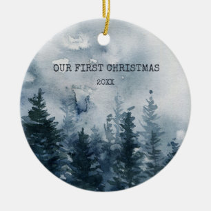 First Christmas Mist Forest Photo Ceramic Tree Decoration