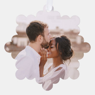 First Christmas Modern Mr Mrs Photo Holiday Tree Decoration Card