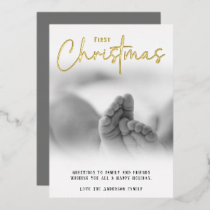 First Christmas modern photo Foil Holiday Card