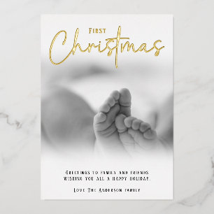 First Christmas modern photo Foil Holiday Card