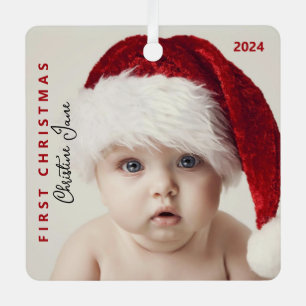 First Christmas Modern Trendy Baby Photo Met Met Metal Tree Decoration