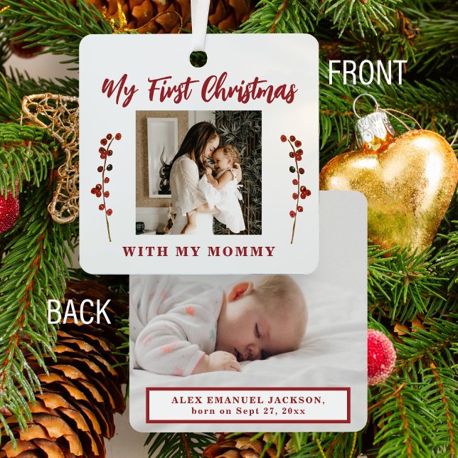 First Christmas mom and baby 2 photo Metal Tree Decoration (Creator Uploaded)