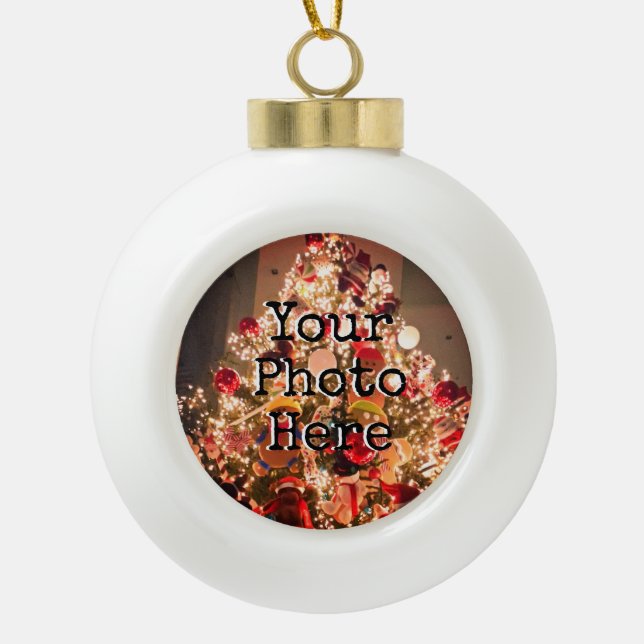 First Christmas Mom Minimalistic Customized Ceramic Ball Christmas Ornament (Front)