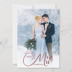 First Christmas Mr and Mrs 2 Photo Your Greeting Holiday Card