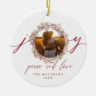 First Christmas Mr and Mrs Berries Joy Photo Ceramic Tree Decoration