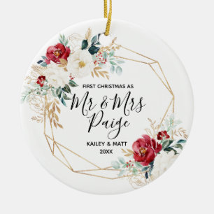 First Christmas Mr and Mrs Couple Ceramic Ornament