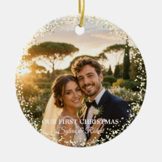 First Christmas Mr Mrs Custom Photo Ceramic Tree Decoration