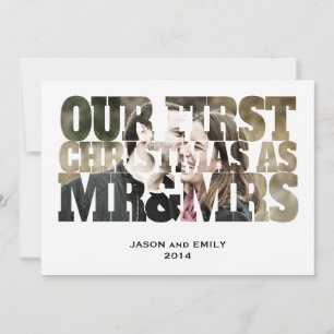 FIRST CHRISTMAS Mr & Mrs Cutout Photo Holiday Card
