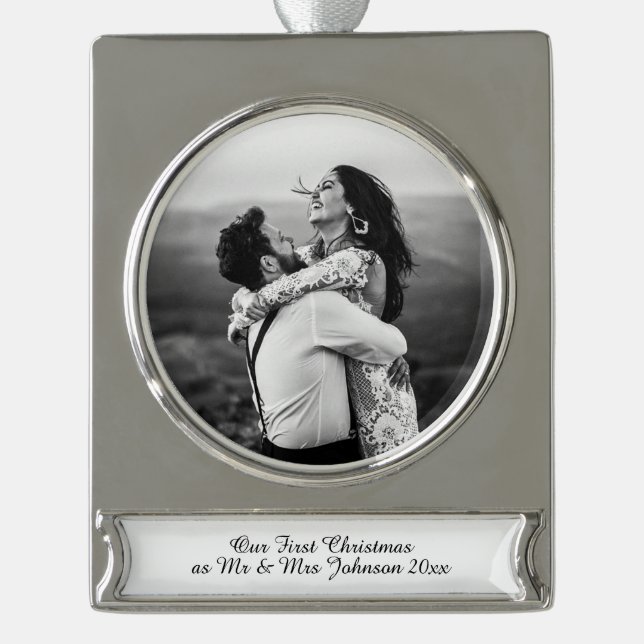 First Christmas Mr & Mrs Married Couple Ornament (Front)