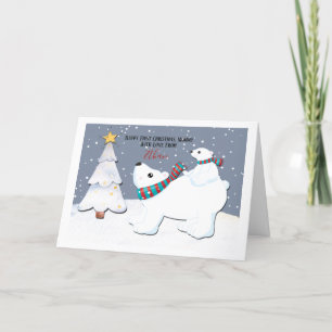 First Christmas Mummy Polar Bear Personalised Holiday Card