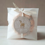 First Christmas natural reindeers delicate 1 photo Classic Round Sticker<br><div class="desc">First Christmas natural reindeer delicate 1 photo elegant modern holiday favour design. Part of a stunning collection.</div>