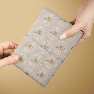 First Christmas natural reindeers elegant family Wrapping Paper