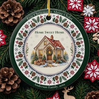 First Christmas New Alpine Chalet Home Sweet Home Ceramic Tree Decoration