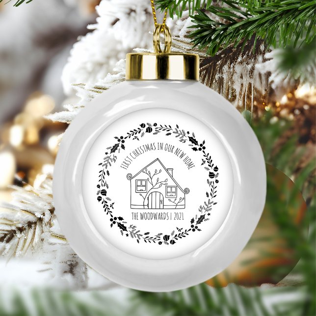 First Christmas New Home Black White Ornament (Creator Uploaded)