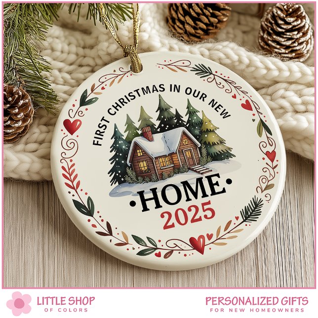 First Christmas New Home Customizable Photo Ceramic Tree Decoration (Creator Uploaded)