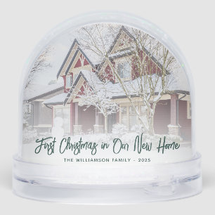 First Christmas New Home Family Photos Custom Snowglobe