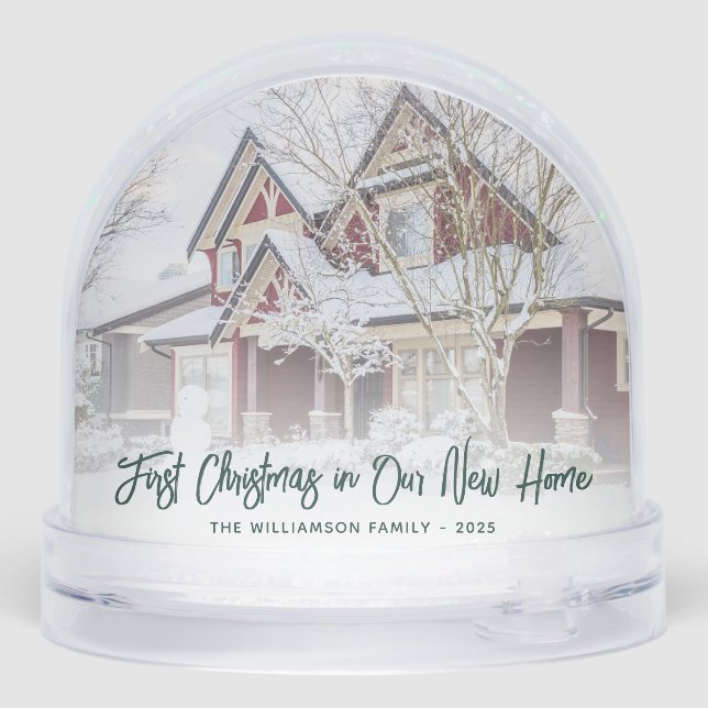 First Christmas New Home Family Photos Custom Snowglobe (Back)