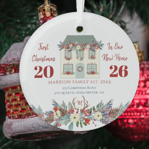 First Christmas new home family rustic Glass Tree Decoration