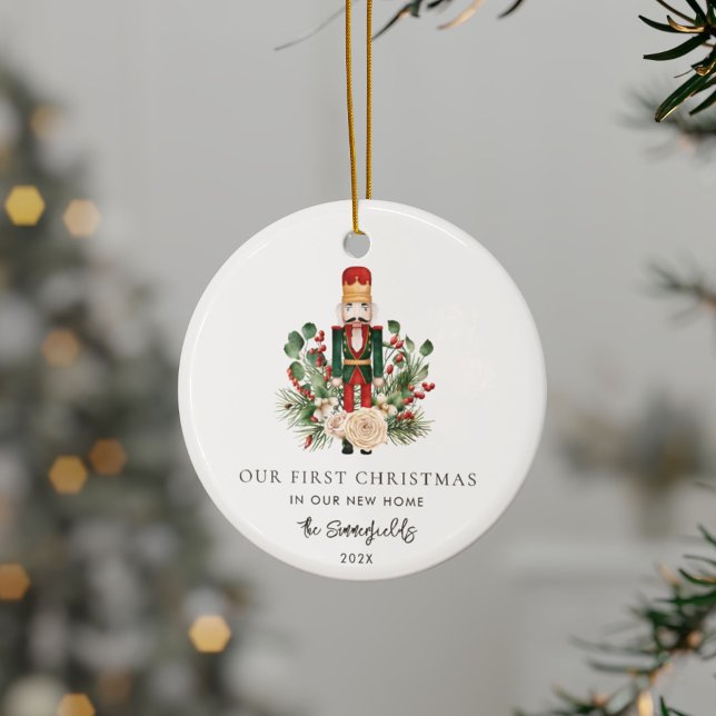 First Christmas New Home Nutcracker Script Ceramic Tree Decoration (First Christmas New Home Nutcracker Script Ceramic Ornament)