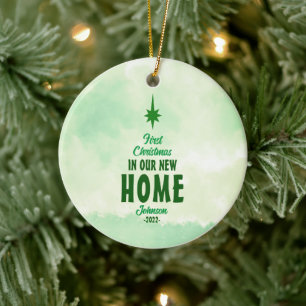 First Christmas New Home Personalised Family Ceramic Tree Decoration