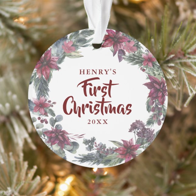 First Christmas New Pet Dog Cat Photo Floral Ornament (Tree)