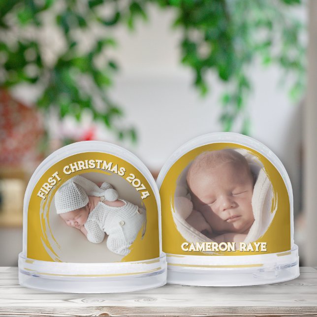 First Christmas Newborn Baby Gold Snowglobe (Creator Uploaded)