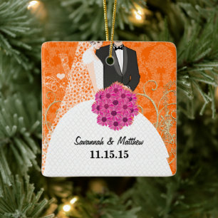 First Christmas Newlywed Bride Groom Christmas Ceramic Tree Decoration
