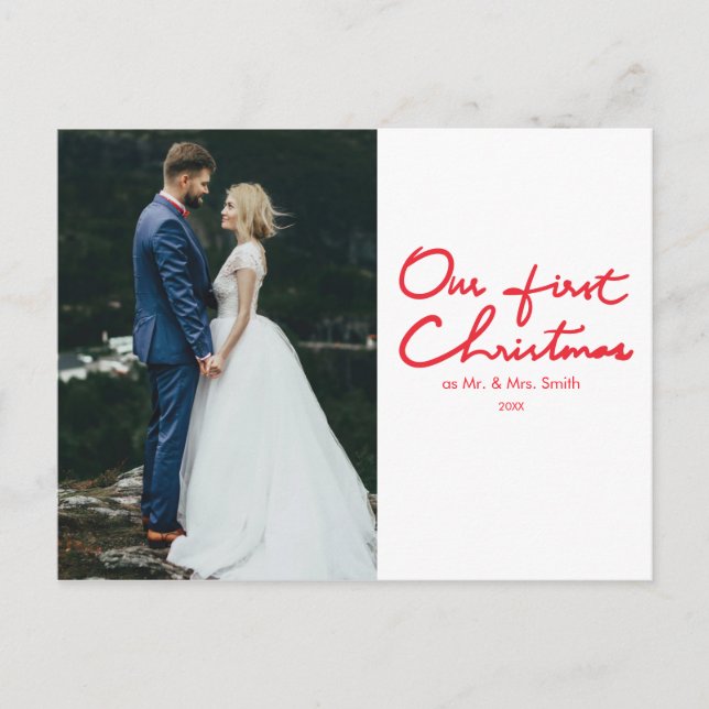 First Christmas | Newlyweds Photo Christmas Postcard (Front)