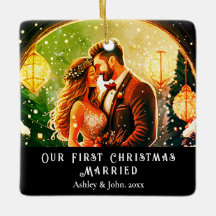 First Christmas Newlyweds romantic couple Ornament