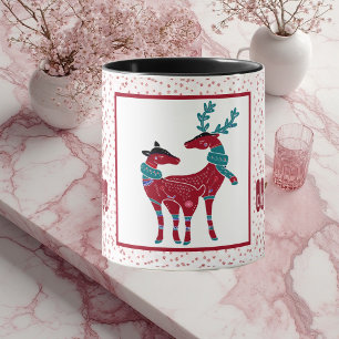 First Christmas Nordic Snowflakes Reindeer Couple  Mug