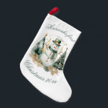 First Christmas novelty green Santa Small Christmas Stocking<br><div class="desc">Celebrate your baby's first Christmas with our elegant green snowman stocking! Crafted with care, this luxurious stocking features a charming snowman design and rich green fabric that adds a touch of sophistication to your holiday decor. Perfect for hanging by the fireplace or gifting, this personalized snowman stocking creates lasting memories...</div>