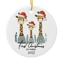 First Christmas of Three Giraffe Family Ornament