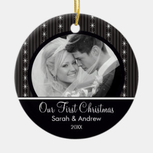 First Christmas Ornament  Black & White Stripes