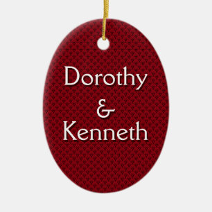 First Christmas Ornament on Red Fishscale Pattern