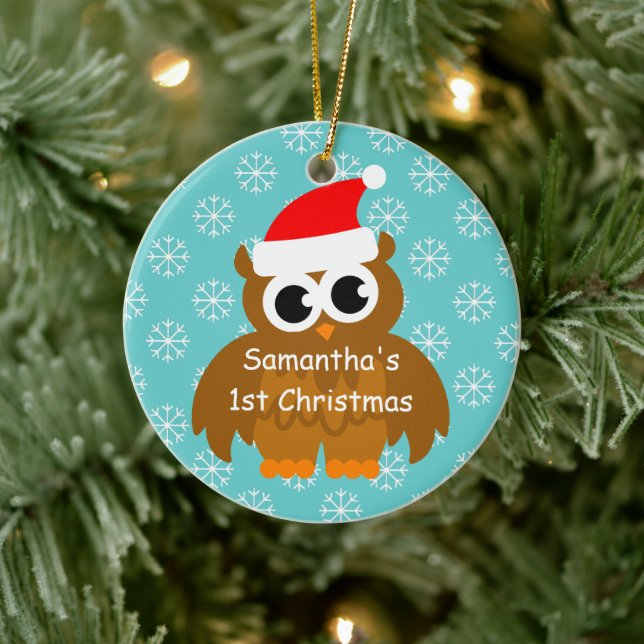 First Christmas ornament with baby santa owl (Tree)