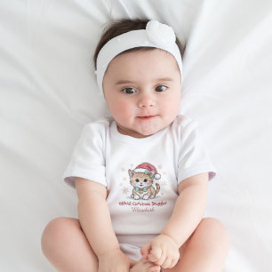 First Christmas Outfit with Cute Santa Cat Baby Bodysuit