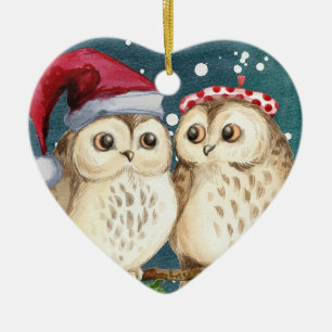 First Christmas Owls Ceramic Ornament