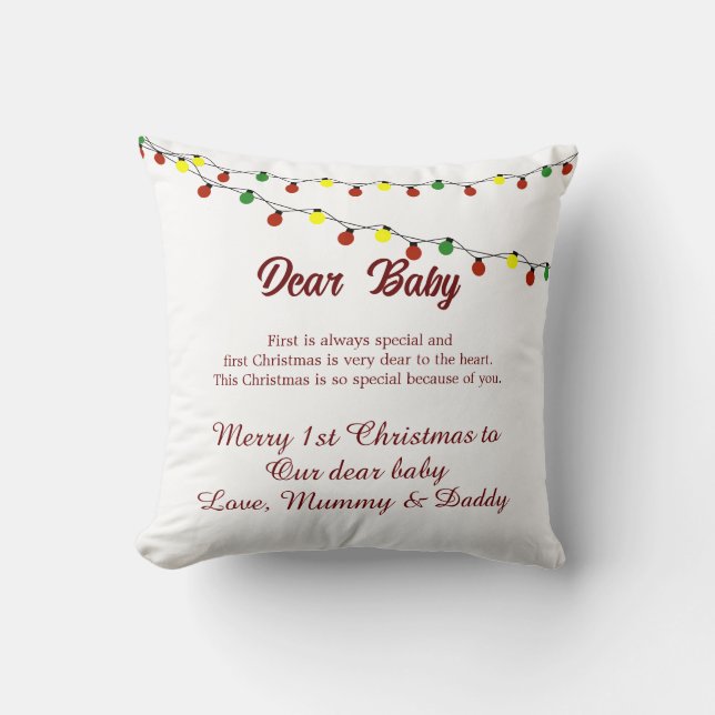 First Christmas Parents  Personalised Message  Cushion (Front)