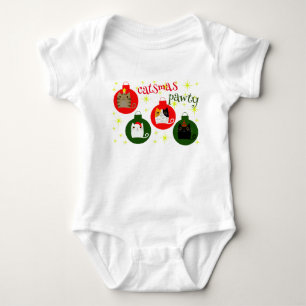 First Christmas Party Cat  Baby Bodysuit