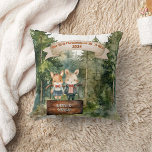 First Christmas Personalise Couple Newlywed Cushion