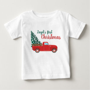 First Christmas Personalise Pickup Truck Baby T-Shirt