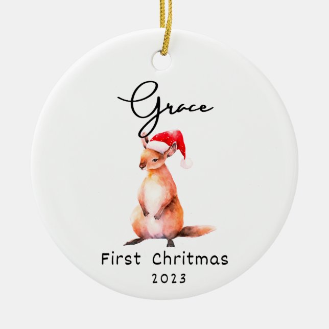First Christmas, Personalised Baby's Name Ornament (Front)