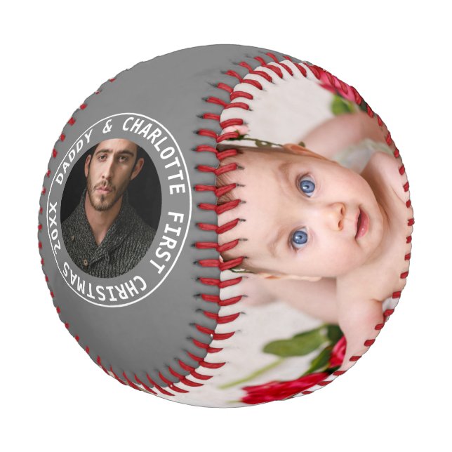 First Christmas Personalised One Of A Kind Photo Baseball (Angled)