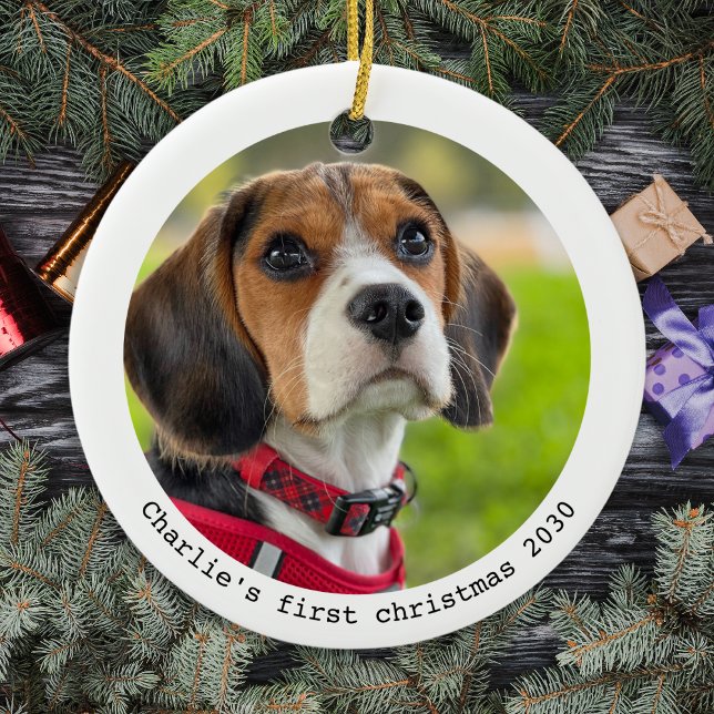 First Christmas Personalised Pet Puppy Dog Photo Ceramic Tree Decoration (Creator Uploaded)
