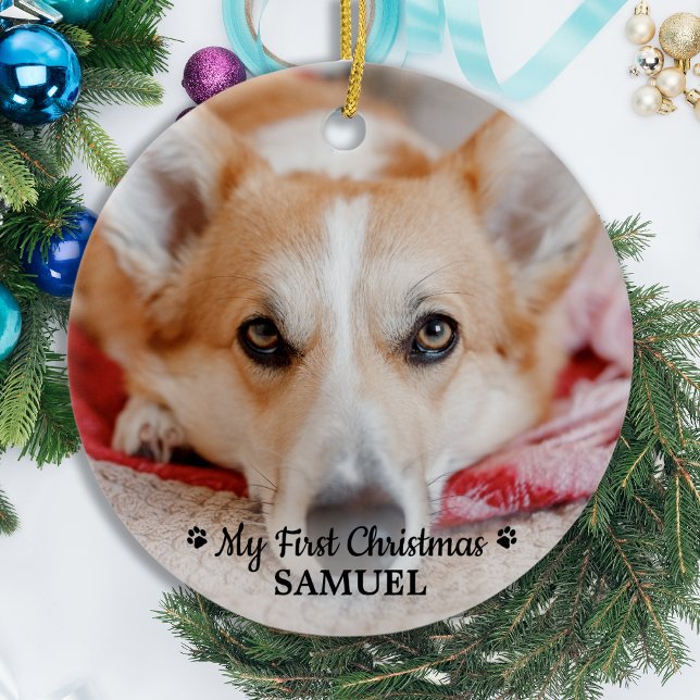 First Christmas Personalised Pet Puppy Photo Dog Ceramic Tree Decoration (Creator Uploaded)