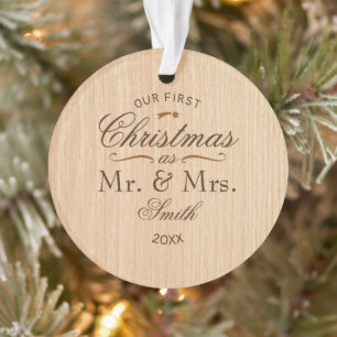 First Christmas Personalised Rustic Ornament