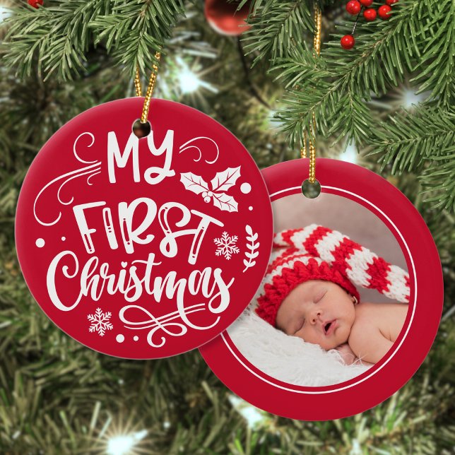 First Christmas Personalized Baby Photo Keepsake Ceramic Tree Decoration (Creator Uploaded)