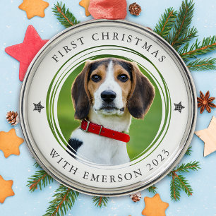 First Christmas Pet Dog Photo Keepsake Metal Tree Decoration