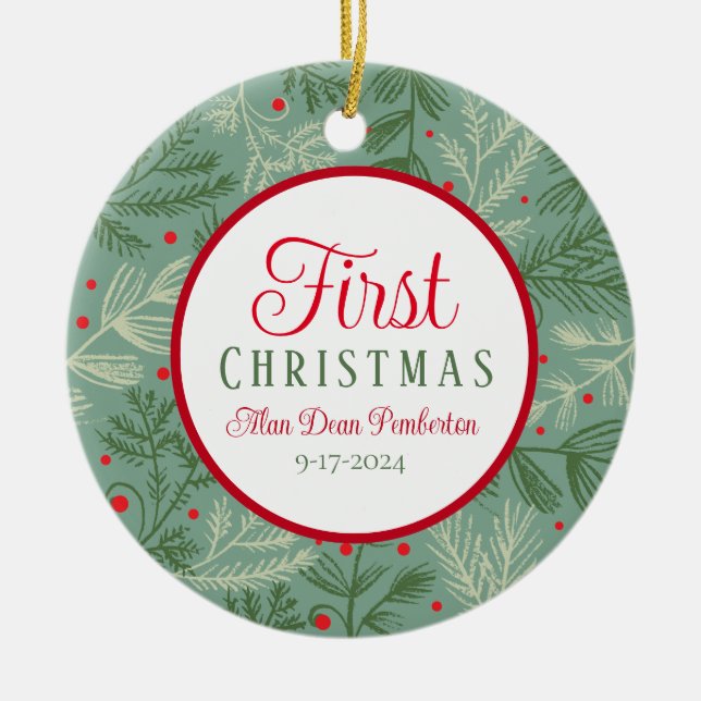 First Christmas Photo Ceramic Tree Decoration (Front)